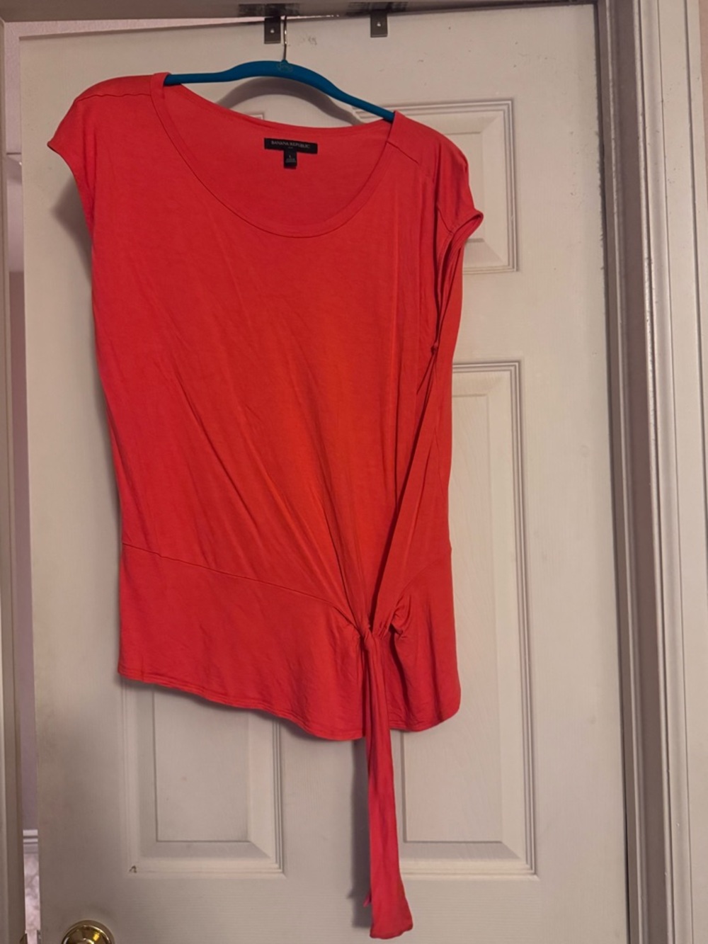 Banana Republic Coral Tie-Front Cap-Sleeve Top